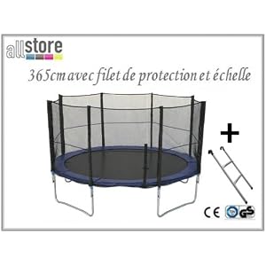 Trampoline 370cm et son filet de sécurité - échelle incluse - Trampoline de jardin | Qualité PRO. | Normes EU | Neuf dans son emballage d'origine