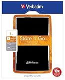Verbatim 53018 Store 'n' Go Portables 1TB externe Festplatte (6,4 cm (2,5 Zoll), 5400rpm, 8MB Cache, USB 3.0/2.0/1.1) schwarz
