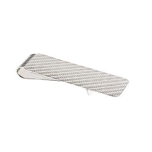Sterling silver smaller sized money clip with diagonal engraved design with presentation box
