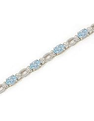 14kt Yellow Gold Oval Aquamarine and Diamond Bracelet