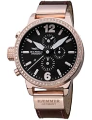 Haemmer Womens DHC-07 Secrets Crystal Bezel Rose Gold Ion-Plating Chrono Watch