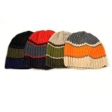 Boys Heavy Weight Ribbed Acrylic Striped Knit Beanie: Fits sizes 8-16