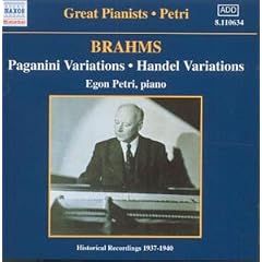 Brahms-Paganini Variations; Handel Variations; Rhapsodies Opp.79 & 119