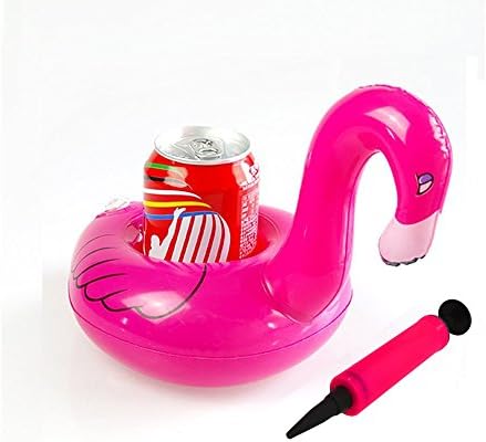 Inflatable Floating Flamingo Coasters, ISirius Drink Holder Swim Floats With Inflator (6 Pack)