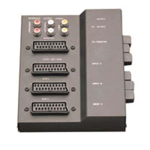 Skytronic Scart switch box  3 SCART in,  1 SCART out  plus 6 RCA phono sockets