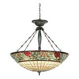 Quoizel TFPC2830VB Pinecone 31-1 2-Inch Pendant with 6 Uplights with Tiffany Pinecone Art Glass; 882 Pieces of Tiffany Glass, Vintage Bronze Finish