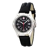 Wenger Men`s 73115 Standard Issue XL Charcoal Dial Black Leather Strap Watch