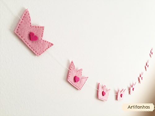 Pink Princess crown garland Nursery Decor Party supplies Modern Nursery Baby shower Decorations Wall hanging Bunting Baby reveal