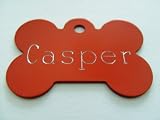 Pet ID Tag/Deluxe  Large Red Bone