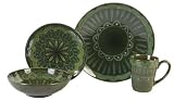 Gibson Terena Bloom 16-Piece Dinnerware Set, Green/Blue