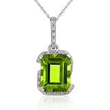 1/6ctw Diamond & 10x8 mm Peridot Pendant in 14k White Gold (HI/I1)