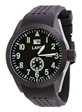 LAPD Men's Black IP Stainless Steel Silicone Strap Military Spec Swiss Analog Watch