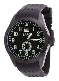 LAPD Men's Black IP Stainless Steel Silicone Strap Military Spec Swiss Analog Watch