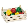 12 Paprika in der Holzkiste