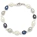 Valero Pearls pearls4girls Damen-Armband S��wasser-Zuchtperlen wei� / silber / dunkelblau 19 cm 474521