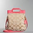 Coach Signature Crossbody Messenger Bag 13393 Khaki Coral