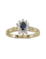 10k Yellow Gold Oval Sapphire And Diamond Ring