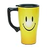 Smiley Face Ceramic Travel Mug with Snap-on Lid - Have a Nice Day!