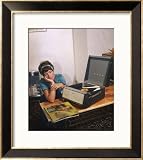 Dreamy Teenager Listening to Her New Astrud Gilberto Lp on Her Record Player Framed Art Poster Print, 28x28