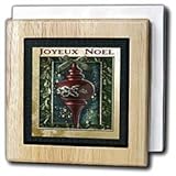 Beverly Turner Christmas Other Languages - Joyeux Noel, Merry Christmas in French, Vintage Wooden Ornament - Tile Napkin Holders