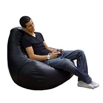 Designer Gaming Recliner Faux Leather BLACK Bean Bag Chair