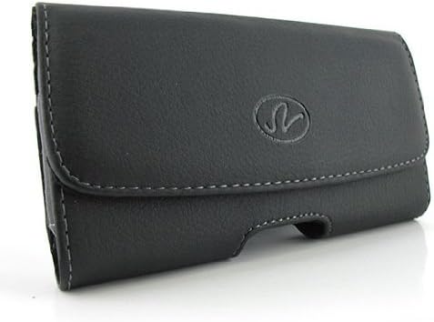 Black Carrying Cell Phone Leather Case Belt Clip Holster Pouch For Nokia 109 1280 130 1616 US 1680 1800 ( fits phone with Mophie Juice Pack or Extended Battery on it)