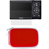 GTMax 2pc Clear LCD Screen Protector + Red Zipper Pouch Case for Canon Elph ....