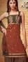 Beautiful Brown Faux Crepe Embroidered Salwar Kameez Unstitched Dress Material and Dupatta