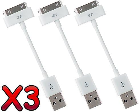 (3pc Cables) - Apple Sync USB Data Cable Charger for iPhone 4, 4S, 3, 3GS &amp; iPod &amp; iPad 2, "The New iPad" (White)
