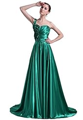 Plus Size Sexy A-line One Shoulder Satin/Silk Backless  Evening Dress/Pageant Dress/Prom Dress/Party Dress  With Ruffles