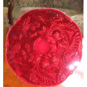 Inverted Thistle Glass Cake Saver Plate, 11 Inches in Ruby Red Inverted Thistle Glass Cake Saver Plate, 11 Inches in Ruby Red