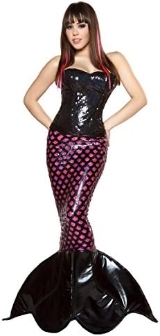 LESHI Women's Halloween Black Sequined Mermaid Dress Cosplay Elf Costume