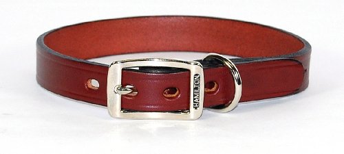 Creased Leather Dog Collar - Burgundy, 3/4