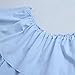 BLDO Women's Ruffles Off Shoulder Solid Chiffon Blouse Crop Top (L, Skyblue)