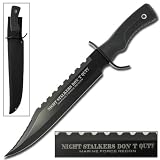 Night Stalkers Don't Quit Hunting Outdoor Survivors Bowie Sawback Knife 17 Inches Black