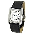 Cartier Midsize W1018255 Tank Solo Stainless Steel Leather Strap Watch