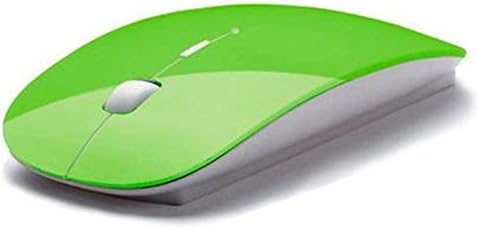 MAKIYO Ultra Thin USB Optical Wireless Mouse 2.4G Receiver Super Slim Mouse Cordless Computer PC Laptop Desktop (Green)
