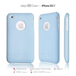 elago S3SF Case for iPhone 3G/3GS (Soft feeling)-Pastel Blue + Universal Dock Adapter + S2 Stand included