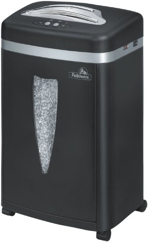 Fellowes MS-450Cs Microshred Aktenvernichter DIN Sicherheitsstufe 4 Partikelschnitt, 7 Blatt, Schwarz/Silber
