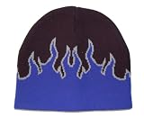 Knit Flames Beanie Cap - Royal / Black