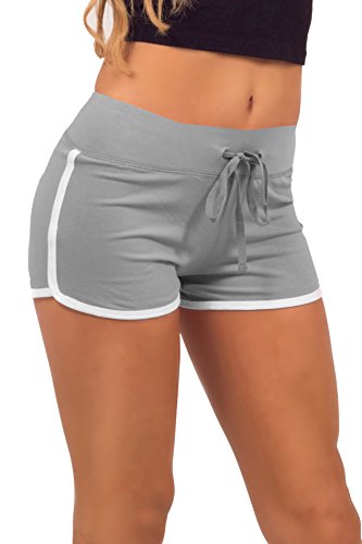 Women's Active Fitted Jersey Trim Adjustable Drawstring Mini Shorts