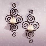 Wrought Iron Scrollwork Candle Sconces Holder