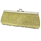 Gold Glitter Twist Lock Small Clutch Handbag