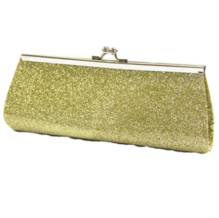 Gold Glitter Twist Lock Clutch Handbag