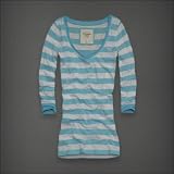 アバクロ ABERCROMBIE&FITCH 【直接買付け】並行輸入品 レディース 長袖 Uネック 七部丈 Ｔシャツ ロンＴee ELIZA　ターコイズブルー