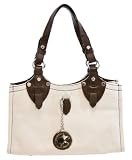 Hunting World Beige Fabric and Brown Leather Shoulder Bag 3621BR