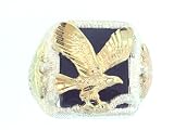 Beautiful! Authentic Black Hills Gold Sterling-silver Black Onyx Men's Eagle Ring