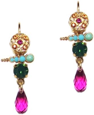 Mariana Yellow Gold Plated "Happy Days" Dangle Swarovski Crystal Earrings