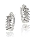 Sterling Silver Diamond Accented Small Oval Hoop Earrings