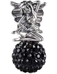 SilveRado (tm) BM037-0 Bling Fairy Bling Black Bead / Charm